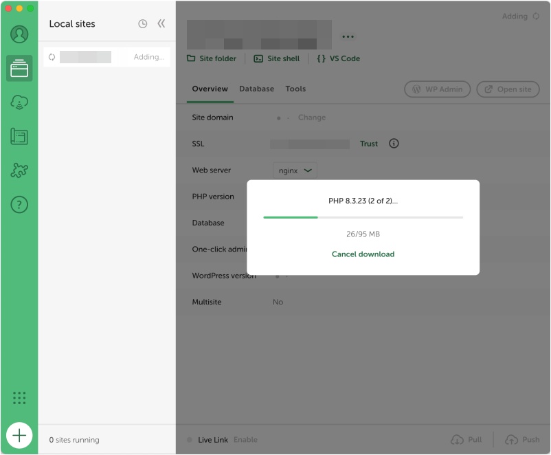 インポート中の画面