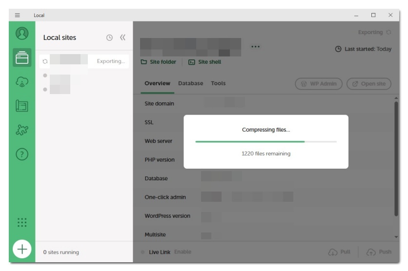 エクスポート中の画面